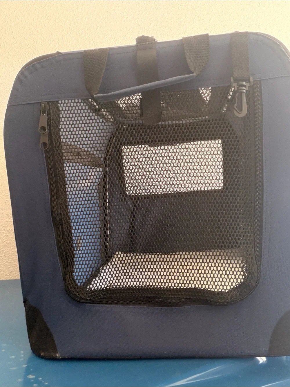 Navy Small Soft-Sided Pet Carrier with Mesh Venting